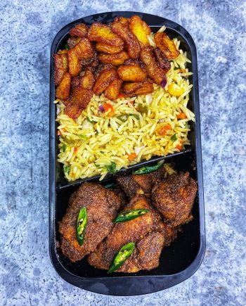 coconut-rice-with-fried-plantain-chicken-suya
